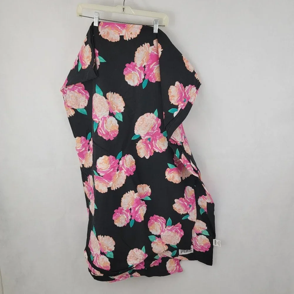 PINK Victorias Secret TWIN Duvet Cover Black Pink Roses Floral